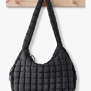 Elegant Black Quilted Shoulder Bag with Braided Strap